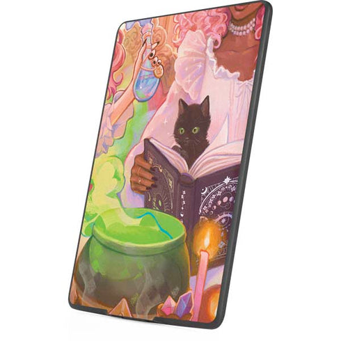 Pink Anime Witch Girls in Library with Cats by Ivy Dolamore Amazon Kindle Skin